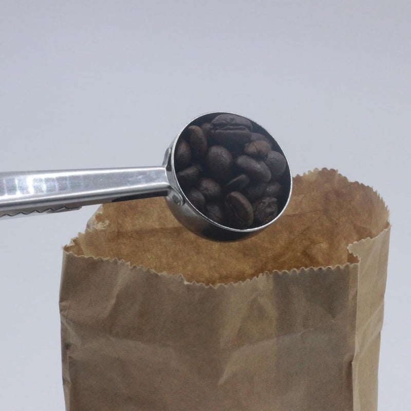 TacoMynxify Stainless Steel Coffee Scoop with Clip – 2-in-1 Coffee Measuring Spoon (1 Tbsp) for Ground Coffee, Tea, Beans，Protein – Rustproof, Dishwasher Safe, Bag Sealer for Freshness (1) - Image 4
